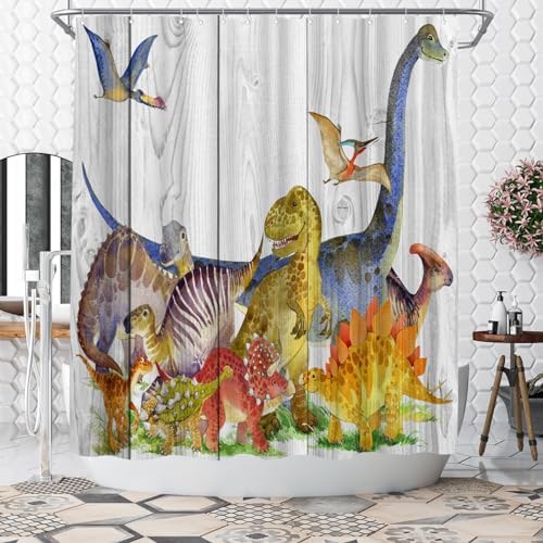 Dinosaur Shower Curtain for Boys 72x72-inch