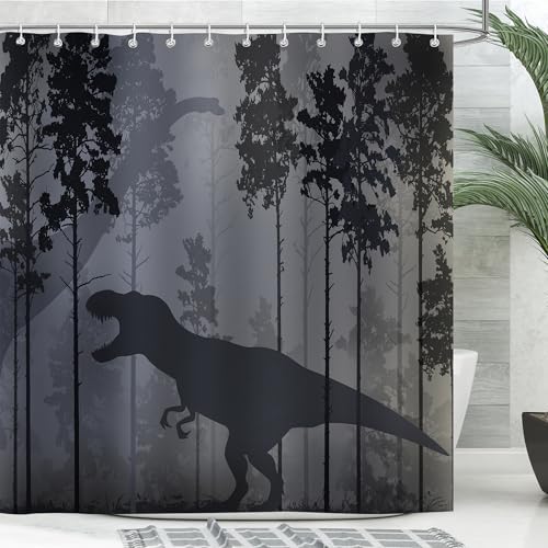 Funny Dinosaur Shower Curtain Set for Kids Boys Men 72x72in