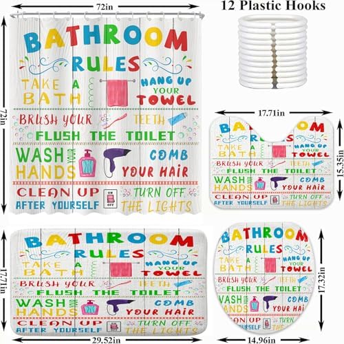 Fun bath time with 4pc Pinpai Kids Shower Curtain Set