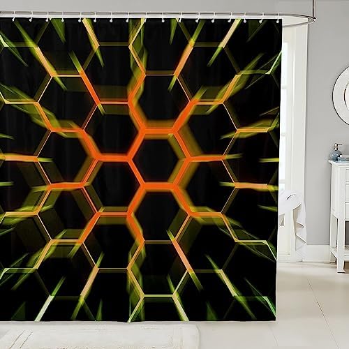 Eros Bridal Geometric hexagonal shower curtain for Boys Kids