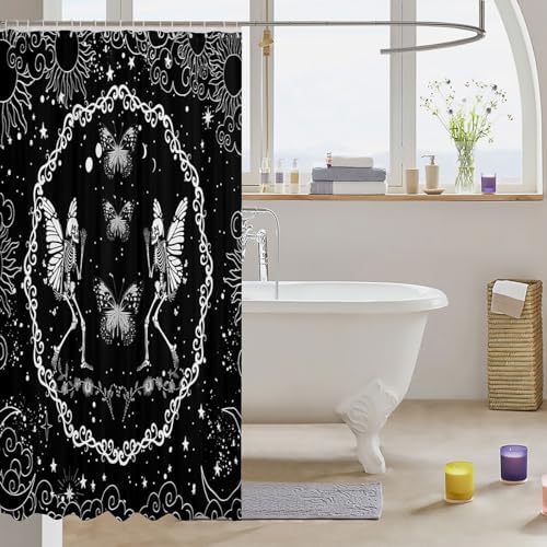 Manfei Butterfly Kids Shower Curtains - Rainbow Butterfly Bat