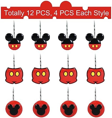 12-Piece Mouse-Themed Stainless Steel Shower Curtain Hooks Set