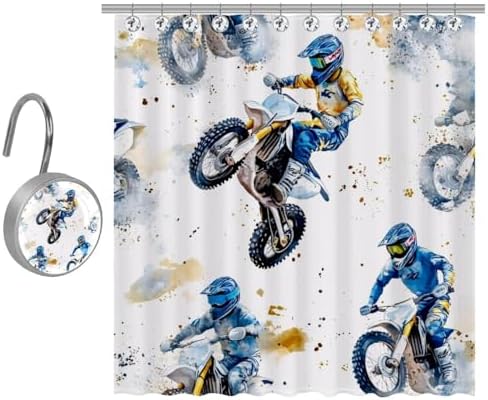 Motorcross Cool Prints Shower Curtain Set