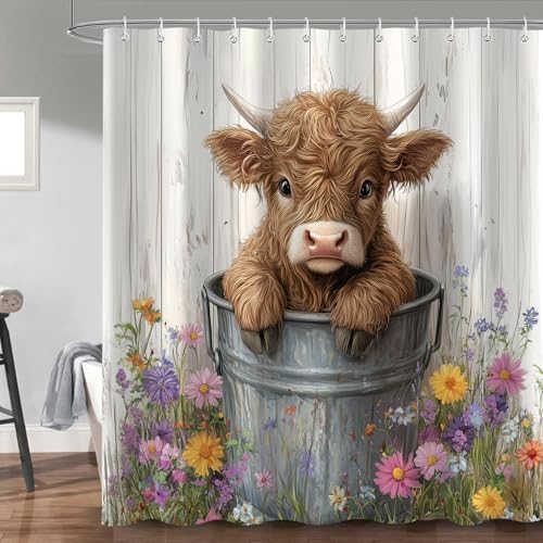 Sokdcam Farmhouse Cow Shower Curtain