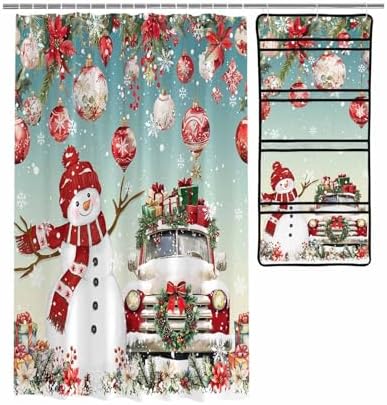 Christmas Snowman Waterproof Shower Curtain