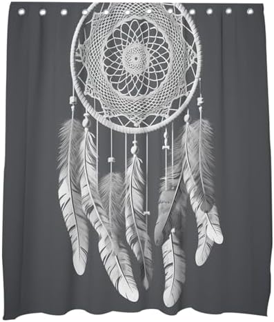 OTRANTO Gray Wind Chime Shower Curtain Set for Boys -