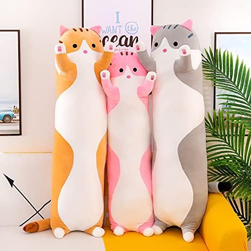 Cute Long Cat Plush Body Pillow Kawaii Cat Plushie for Kids