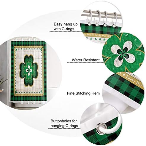 TocaHome Shamrock 36x72 Water-Resistant Shower Curtain Machine Washable
