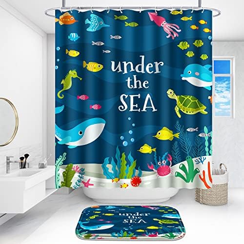 Poedist 4Pcs Bathroom Shower Curtain Sets