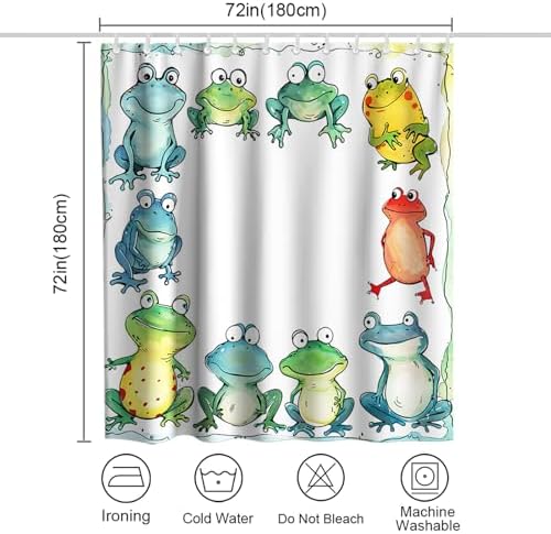 Funny Kids Shower Curtain with Hooks 72Wx72H Green