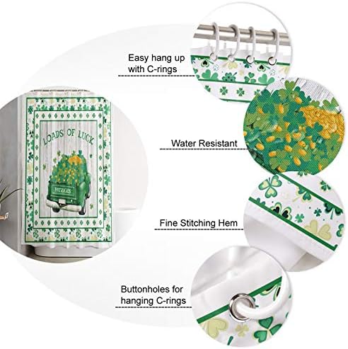 TocaHome Wooden Grain St Patricks shamrock waterproof shower curtain set