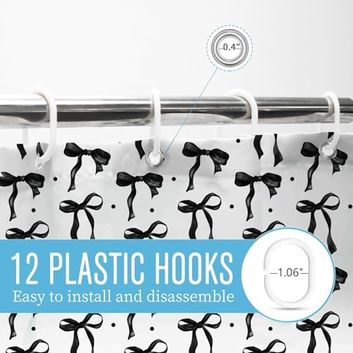 Adorable Black and White Bow Shower Curtain