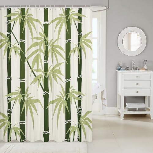 Feelyou Boys Girls Green Bamboo Bath Curtain Set for Kids and Toddlers