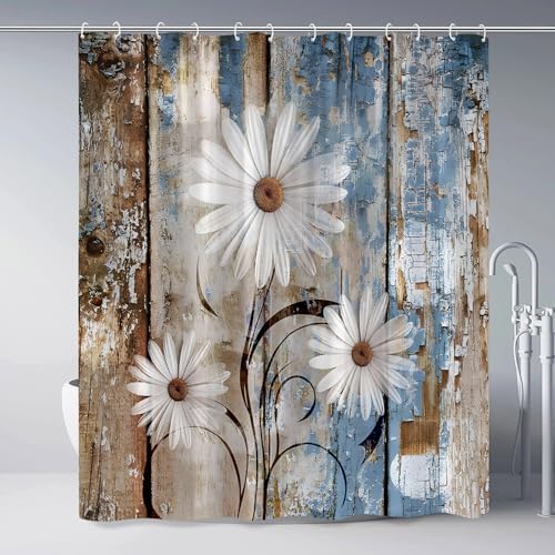Stylish Rustic Floral Shower Curtain Set