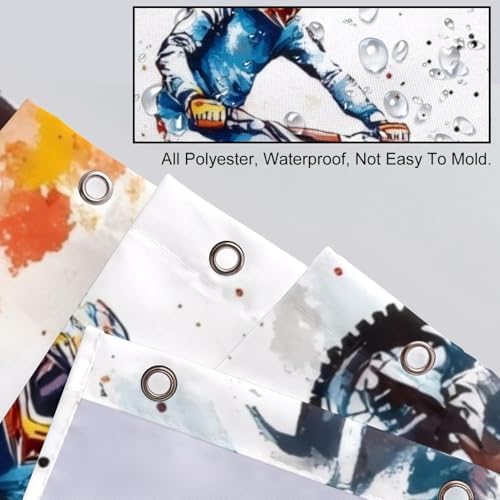 Watercolor Motorcross Boys Shower Curtain