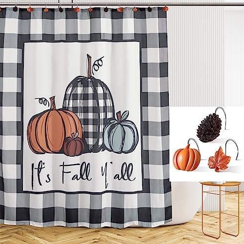 Estmy 12PCS Fall Autumn shower curtain hooks rings