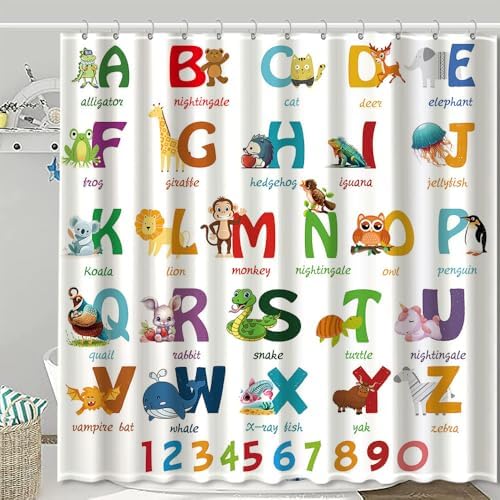 72x72 Dotoom Alphabet bath curtain for kids educational fun