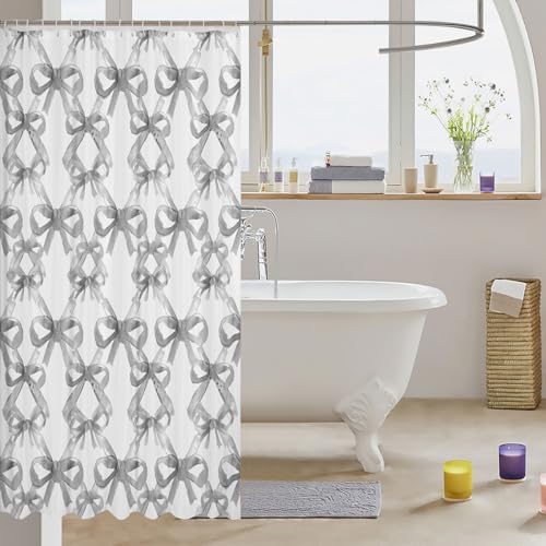 Feelyou Bow Bath Curtain for Kids 72x78 inches