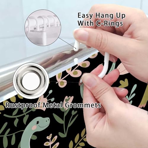 Funny Dinosaur Black Shower Curtains Great for Your Bathroom and Kids Too