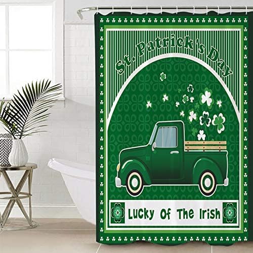 Waterproof Shower Curtain with Hooks St Patrick Day Shamrock Truck