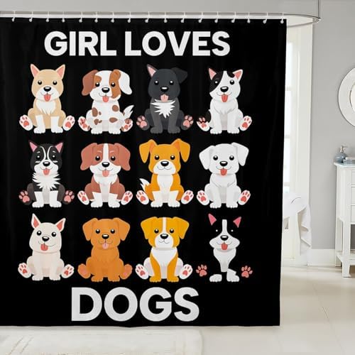 Feelyou Dog Shower Curtain 72x72 Kawaii Dachshund Design