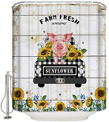 TocaHome Waterproof Bathroom Shower Curtain Set with 12 Hooks Modern Plaid 60x72 inches