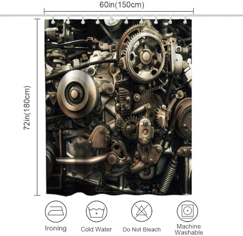 Steampunk Style Gear Wheel Shower Curtain
