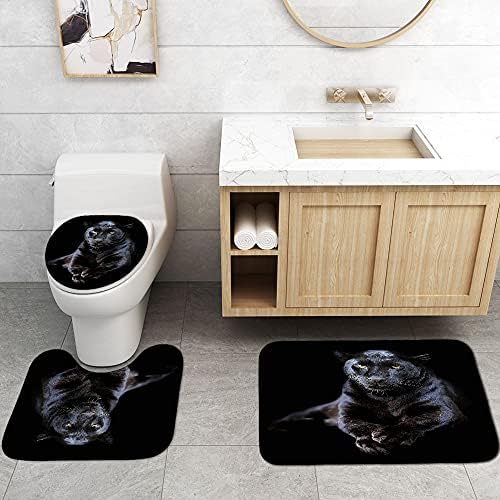 Set of 4 Black Panther Bath Curains with Rugs