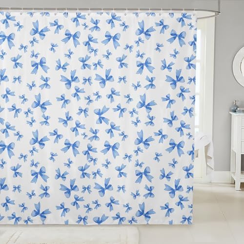 Feelyou Bow Bath Curtain for Kids Girls 72x72 Coquette Bow Knot Set