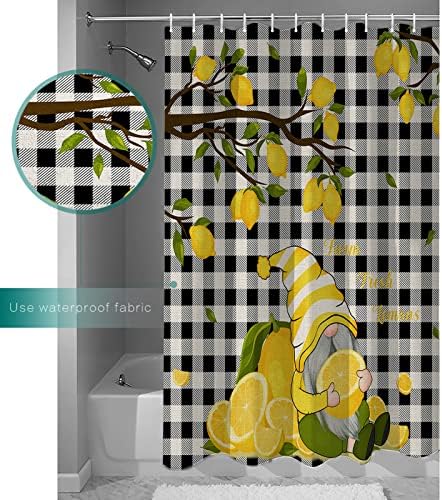 Waterproof Bathroom Curtains Set with Gnome Design 72x96