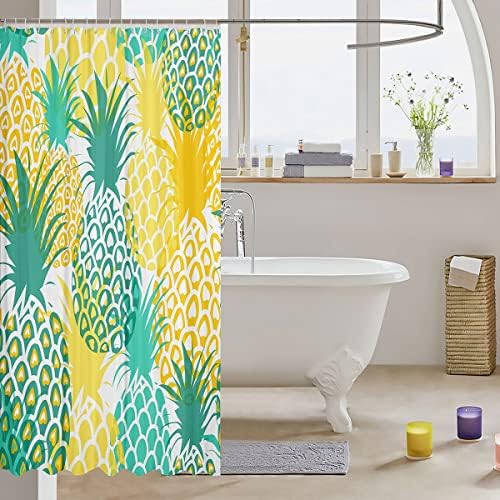 Feelyou Pineapple Shower Curtain Set 72x72 Green Yellow