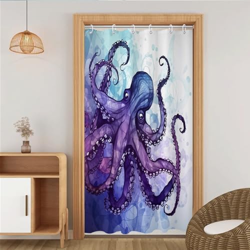 Nautical Octopus Shower Curtain Set machine washable waterproof