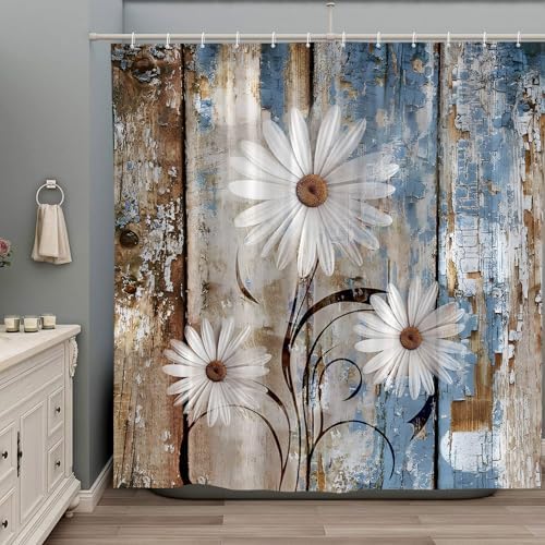 Stylish Rustic Floral Shower Curtain Set