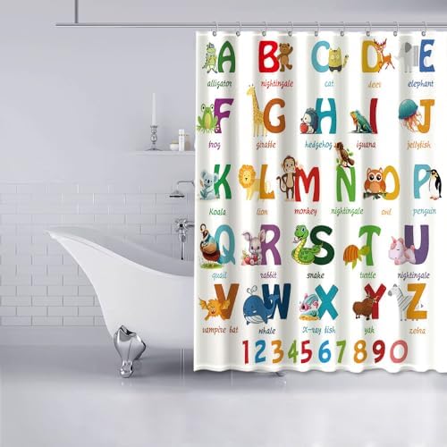 72x72 Dotoom Alphabet bath curtain for kids educational fun