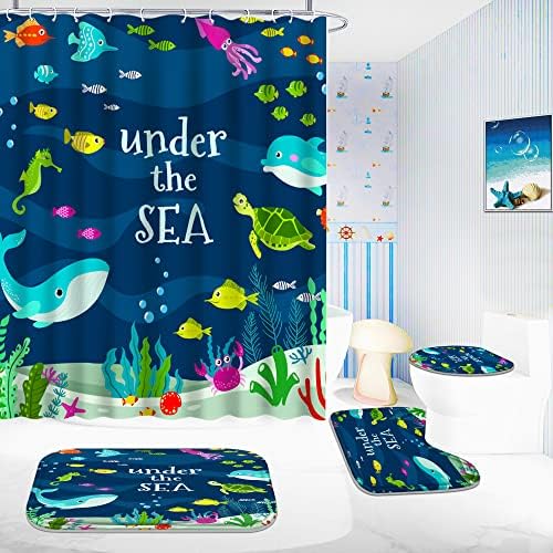 Poedist 4Pcs Bathroom Shower Curtain Sets