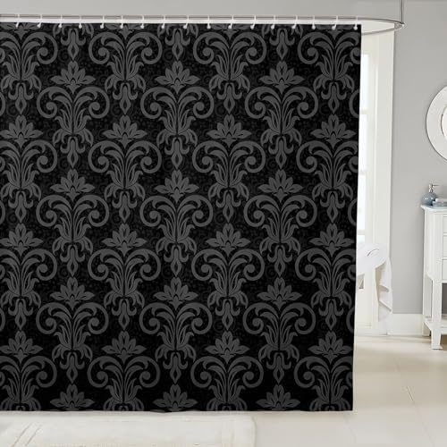 Feelyou Black Bath Curtain Set for Kids Teens 72x72