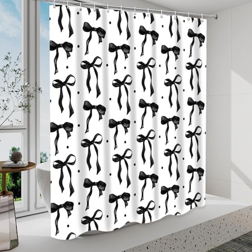 Adorable Black and White Bow Shower Curtain