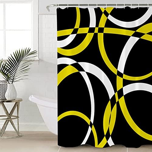 Sturdy waterproof shower curtain for bathroom with abstract geometric design