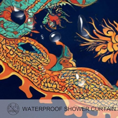 Elegant 12-Hook Waterproof shower curtain with dragon pattern