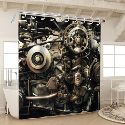 Steampunk Style Gear Wheel Shower Curtain