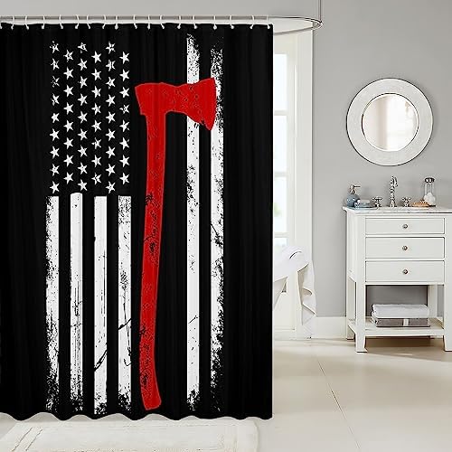 Firefighter Firetruck Shower Curtain Set