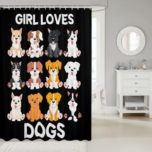 Feelyou Dog Shower Curtain 72x72 Kawaii Dachshund Design