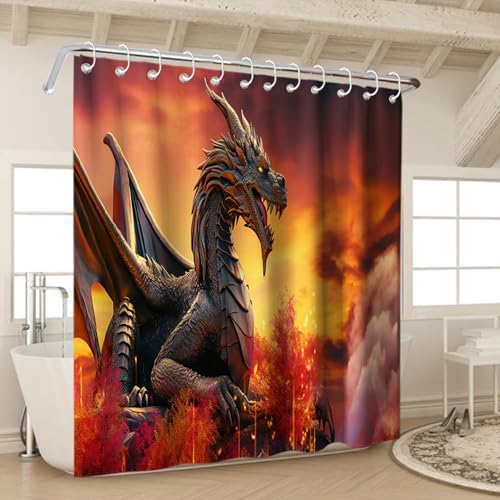 Funny Western Dragon Shower Curtain