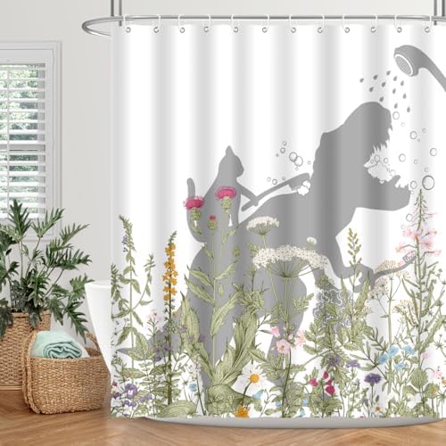Funny Dinosaur Cat Shower Curtain