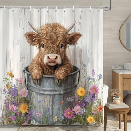 Sokdcam Farmhouse Cow Shower Curtain