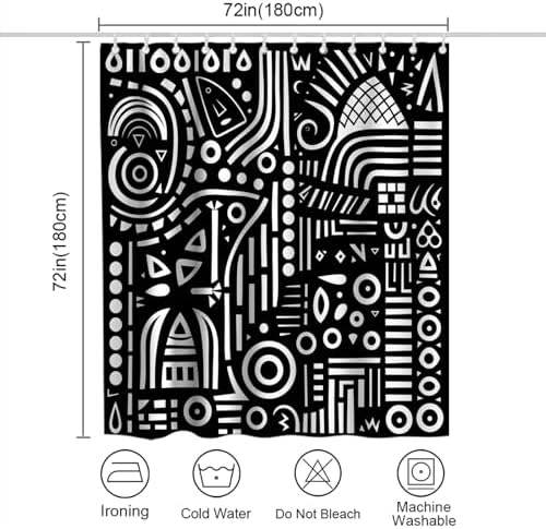 Elegant Geometric Black White Shower Curtain
