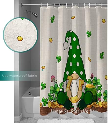 Waterproof Irish Gnomes Green Clover Shower Curtain