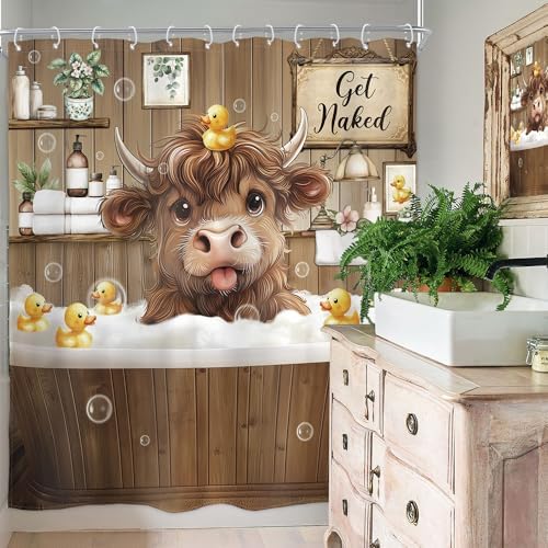 Funny Cow Cute Cattle Bull Bathroom Shower Curtain