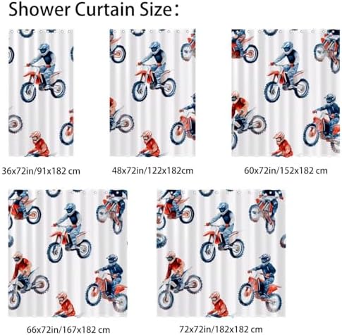 Boys on Motorcross Prints 10-Piece Stainless Steel Shower Curtain Set