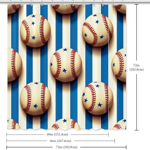 Retro Baseball Stars Shower Curtain Set - waterproof